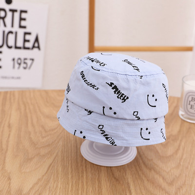 Summer Smile Print Bucket Fisherman Hat for Baby Boy Kepuraitės nuo saulės Vaikiškas gaubtas