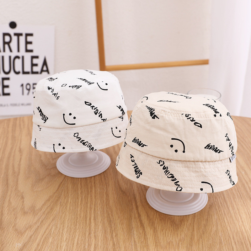 Summer Smile Print Bucket Fisherman Hat for Baby Boy Kepuraitės nuo saulės Vaikiškas gaubtas