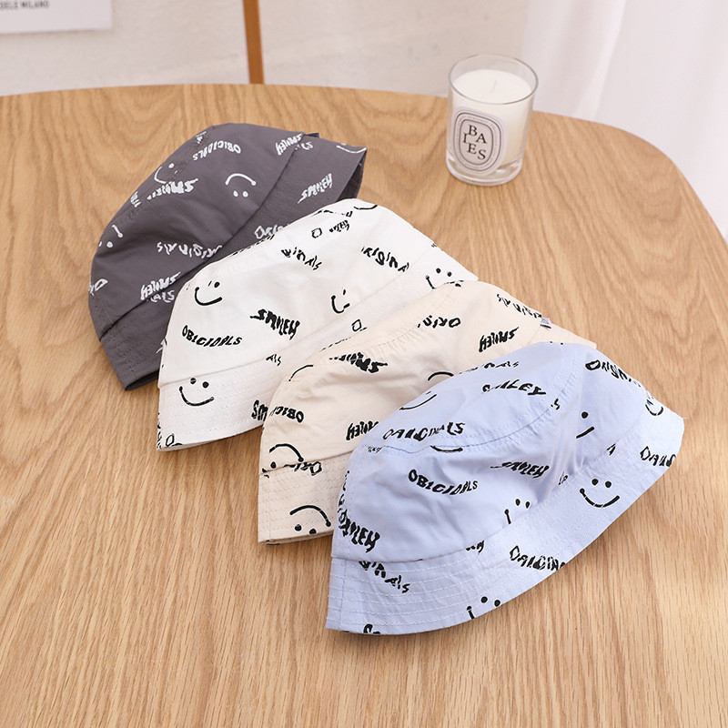 Summer Smile Print Bucket Fisherman Hat for Baby Boy Kepuraitės nuo saulės Vaikiškas gaubtas