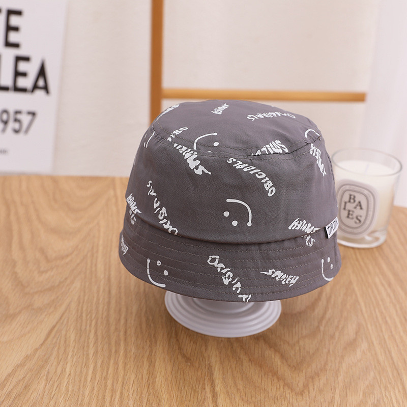 Summer Smile Print Bucket Fisherman Hat for Baby Boy Kepuraitės nuo saulės Vaikiškas gaubtas