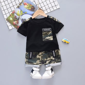 Παιδικά ρούχα καμουφλάζ Αθλητικά Παιδικά βαμβακερά σορτς Σετ μικρών αγοριών Καλοκαιρινή στολή Ενδύματα για αγόρια Casual ντύσιμο