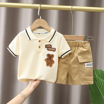 Καλοκαιρινά σετ ρούχων για αγοράκι Μόδα Κέντημα αρκουδάκι κοντομάνικο μπλουζάκι + σορτς Παιδικό 2τμχ Κοστούμι 1-5Y για κορίτσι Παιδικό αθλητικό σετ