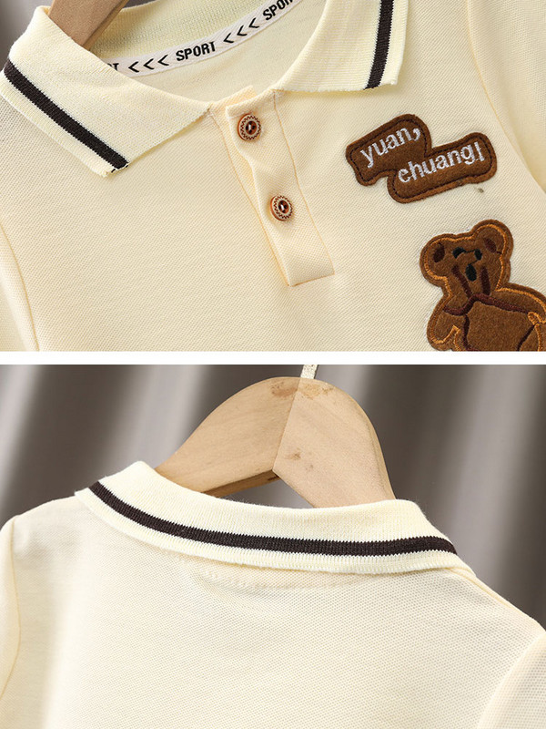 Nyári kisfiú ruha szettek divatos medve hímzés rövid ujjú póló+rövid nadrág gyerekek 2 db öltöny 1-5 éves lány gyerek sport szett