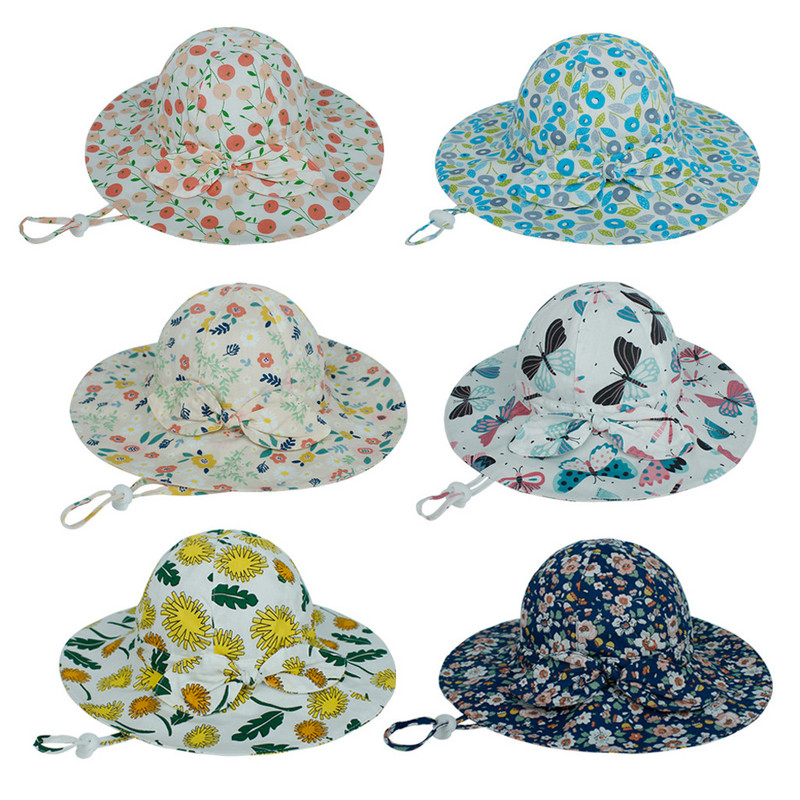 Djevojčica Kapa za sunčanje Ljetne kape UPF 50+ Malo dijete sa širokim obodom Šešir s kantom Podesiva kapa Dječji Šešir za kakicu