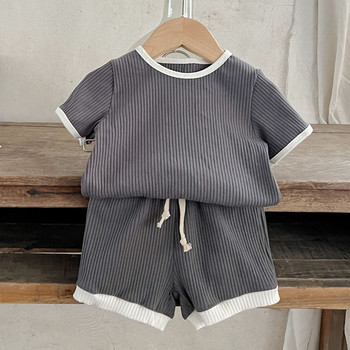 Χαριτωμένο μπλουζάκι για μωρά αγόρια με κοντό μανίκι ριγέ + σορτς σετ ρούχων Καλοκαιρινό μωρό αγόρι για κορίτσια Παιδικό κοστούμι