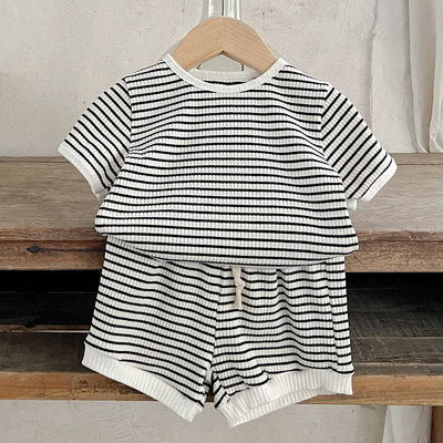 Slatka majica s prugama kratkih rukava za djevojčice i dječake + kompleti odjeće za kratke hlače, ljetna dječja odjeća za djevojčice i dječake.
