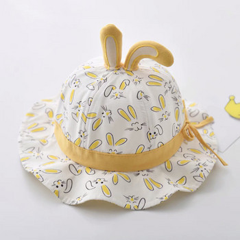 Шапка за бебета Лятна шапка за слънце Момиче Дишаща шапка с голяма периферия Рибарска шапка Слънцезащитна шапка за слънце Анимационен заек