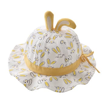 Шапка за бебета Лятна шапка за слънце Момиче Дишаща шапка с голяма периферия Рибарска шапка Слънцезащитна шапка за слънце Анимационен заек