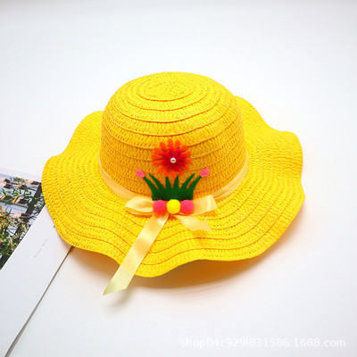 Ljetna kapa za djevojčice, bež cvjetni vijenac, slamnata kapa, široki valoviti obodi, ljetna plaža, UV zaštita, šeširi za sunčanje, šeširi za plažu 3-8 godina