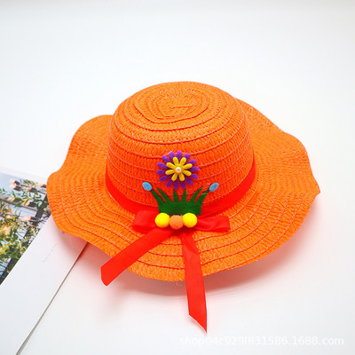 Ljetna kapa za djevojčice, bež cvjetni vijenac, slamnata kapa, široki valoviti obodi, ljetna plaža, UV zaštita, šeširi za sunčanje, šeširi za plažu 3-8 godina