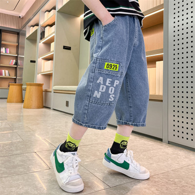 Blugi pentru băieți Model cu litere Blugi pentru copii Blugi pentru copii de vară pentru băieți Stil casual Îmbrăcăminte pentru copii 6 8 10 12 14