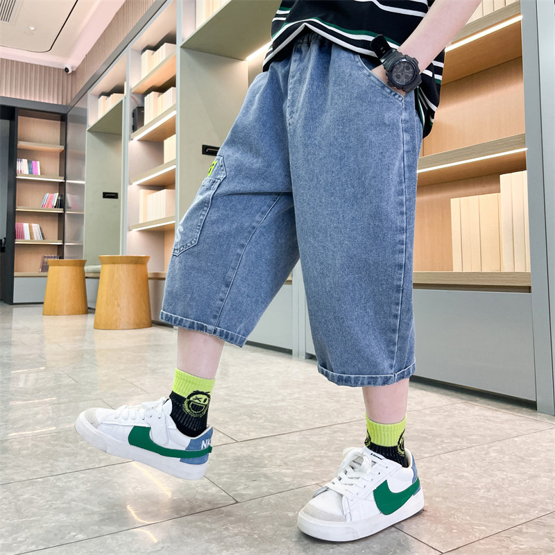 Blugi pentru băieți Model cu litere Blugi pentru copii Blugi pentru copii de vară pentru băieți Stil casual Îmbrăcăminte pentru copii 6 8 10 12 14