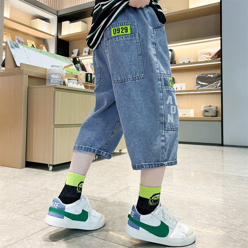 Blugi pentru băieți Model cu litere Blugi pentru copii Blugi pentru copii de vară pentru băieți Stil casual Îmbrăcăminte pentru copii 6 8 10 12 14