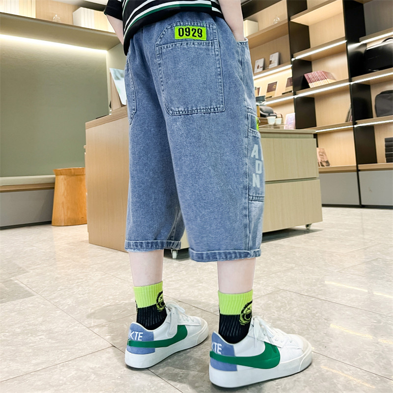 Blugi pentru băieți Model cu litere Blugi pentru copii Blugi pentru copii de vară pentru băieți Stil casual Îmbrăcăminte pentru copii 6 8 10 12 14