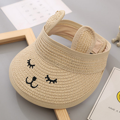 Baba nyári sapka szalma napellenző sapka szőtt napvédő strand medve sapka baba lányoknak napozósapkák gyerekeknek csecsemőknek újszülött fiúknak strandsapkák