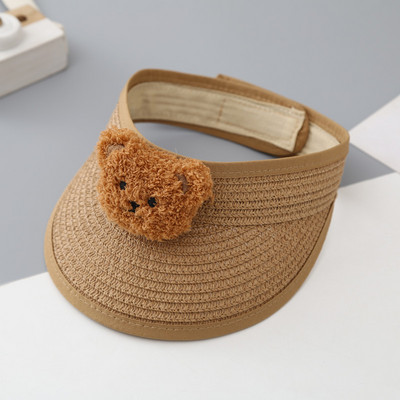 Baba nyári sapka szalma napellenző sapka szőtt napvédő strand medve sapka baba lányoknak napozósapkák gyerekeknek csecsemőknek újszülött fiúknak strandsapkák