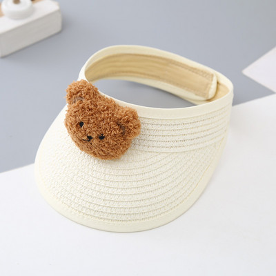 Baba nyári sapka szalma napellenző sapka szőtt napvédő strand medve sapka baba lányoknak napozósapkák gyerekeknek csecsemőknek újszülött fiúknak strandsapkák