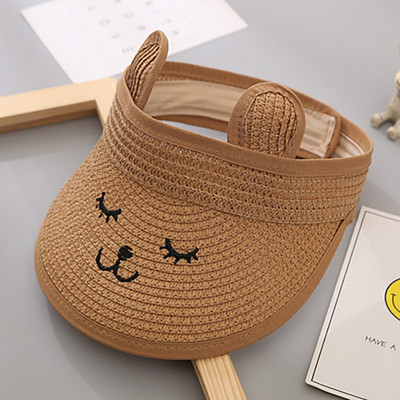 Baba nyári sapka szalma napellenző sapka szőtt napvédő strand medve sapka baba lányoknak napozósapkák gyerekeknek csecsemőknek újszülött fiúknak strandsapkák