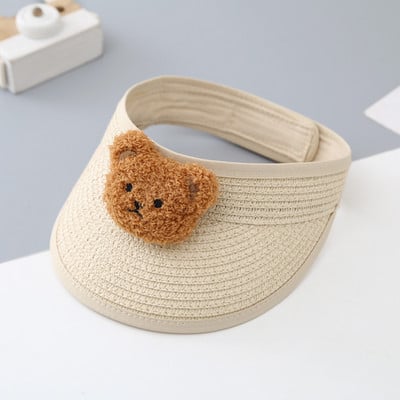 Baba nyári sapka szalma napellenző sapka szőtt napvédő strand medve sapka baba lányoknak napozósapkák gyerekeknek csecsemőknek újszülött fiúknak strandsapkák