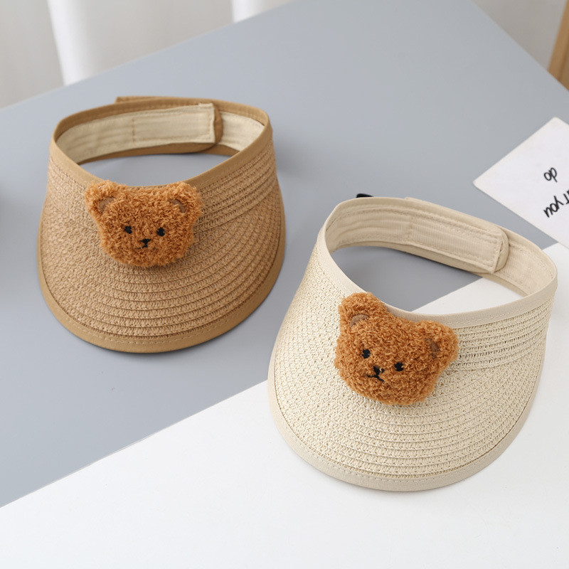 Baba nyári sapka szalma napellenző sapka szőtt napvédő strand medve sapka baba lányoknak napozósapkák gyerekeknek csecsemőknek újszülött fiúknak strandsapkák