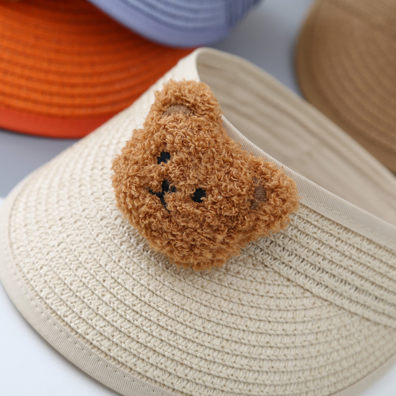 Baba nyári sapka szalma napellenző sapka szőtt napvédő strand medve sapka baba lányoknak napozósapkák gyerekeknek csecsemőknek újszülött fiúknak strandsapkák