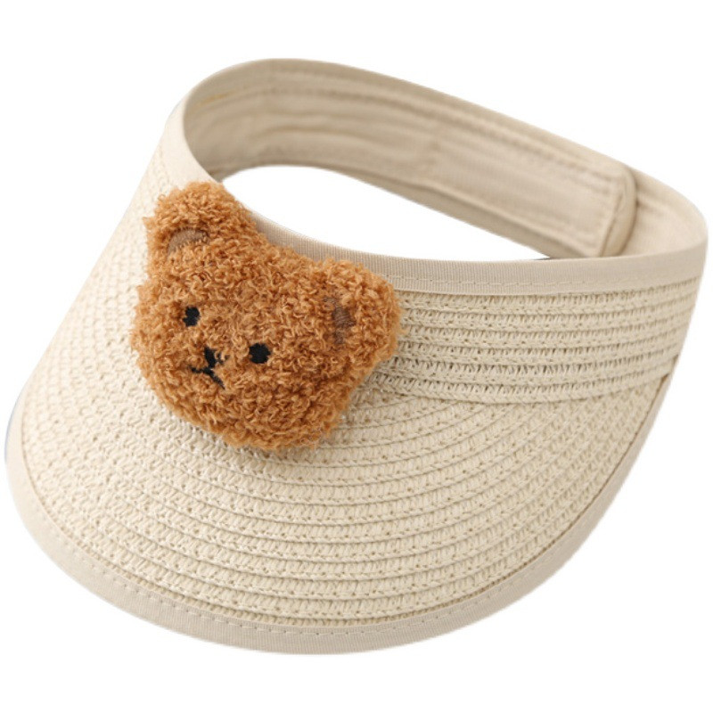 Baba nyári sapka szalma napellenző sapka szőtt napvédő strand medve sapka baba lányoknak napozósapkák gyerekeknek csecsemőknek újszülött fiúknak strandsapkák
