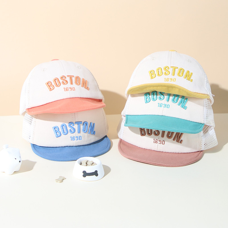 Korea Letter Beebi Pesapallimüts Suvine Õues Hingav Beebi Poiste Tüdrukutele Päikesemüts Võrgusilmast Väikelaste Laste Snapback Mütsi Kapott