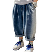 Traperice za dječake Jednobojne dječje traperice za dječake Ležerni stil Dječje traperice Proljetno-jesenska odjeća za dječake 6 8 10 12 14