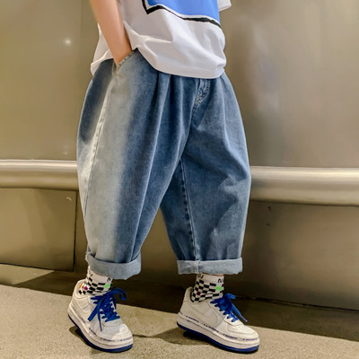 Traperice za dječake Jednobojne dječje traperice za dječake Ležerni stil Dječje traperice Proljetno-jesenska odjeća za dječake 6 8 10 12 14