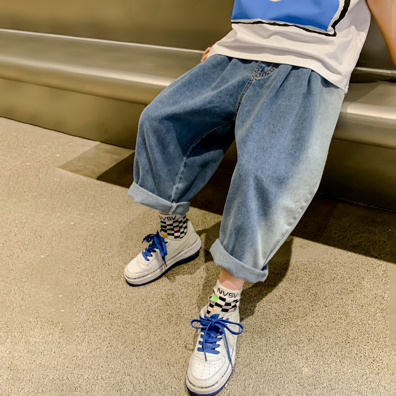 Traperice za dječake Jednobojne dječje traperice za dječake Ležerni stil Dječje traperice Proljetno-jesenska odjeća za dječake 6 8 10 12 14