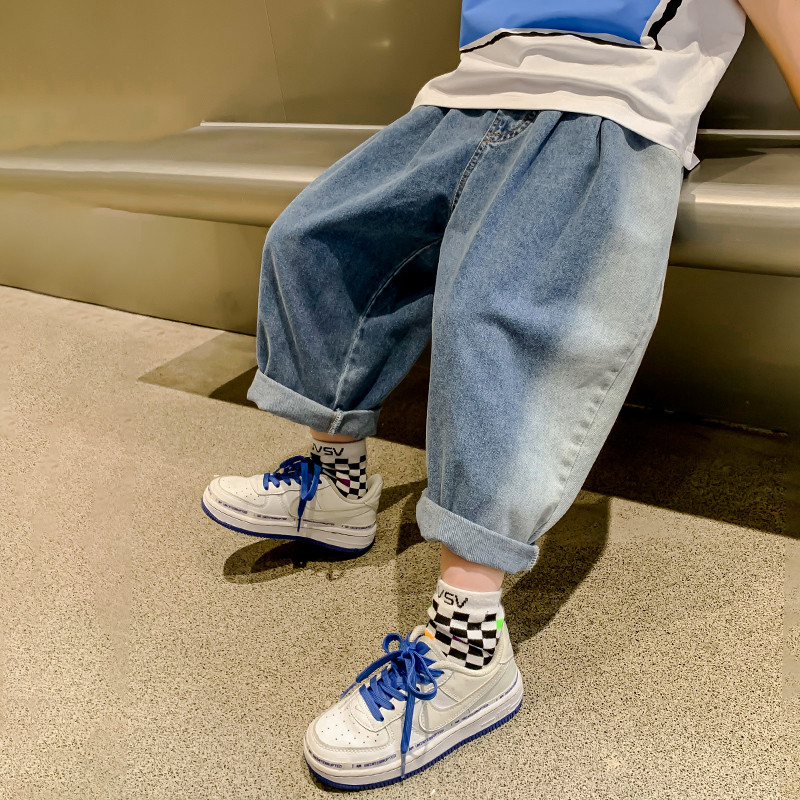 Traperice za dječake Jednobojne dječje traperice za dječake Ležerni stil Dječje traperice Proljetno-jesenska odjeća za dječake 6 8 10 12 14