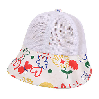 Унисекс принт за новородено бебе, лято, есен, цветя, регулируема слънчева шапка Комплект шапка и ръкавица за малко дете