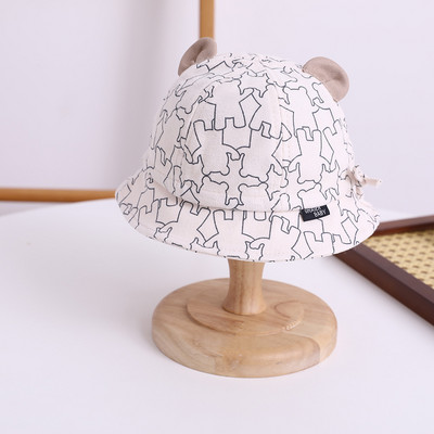 Baby Bucket Cepure 3-12 M Jauna pavasara mazuļu zēnu meiteņu saulessarga cepure Jauka multfilmu lāča apdruka āra vasaras bērnu cepure makšķerēšanas cepure