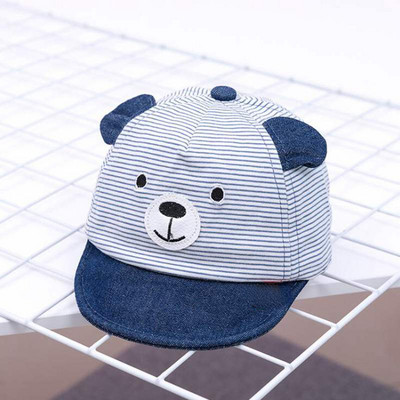 Aranyos rajzfilm medve baba sapka nyári tavaszi állítható baseball sapka csíkos pamut gyerek napsapka baba fiú lány kalapok fülekkel