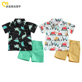 ma&baby 1-5Y Mala dojenčad Djeca Dječaci Kompleti odjeće Crtani dinosauri Car Print Košulje Kratke hlače Ljetna odjeća za dječake Odjeća