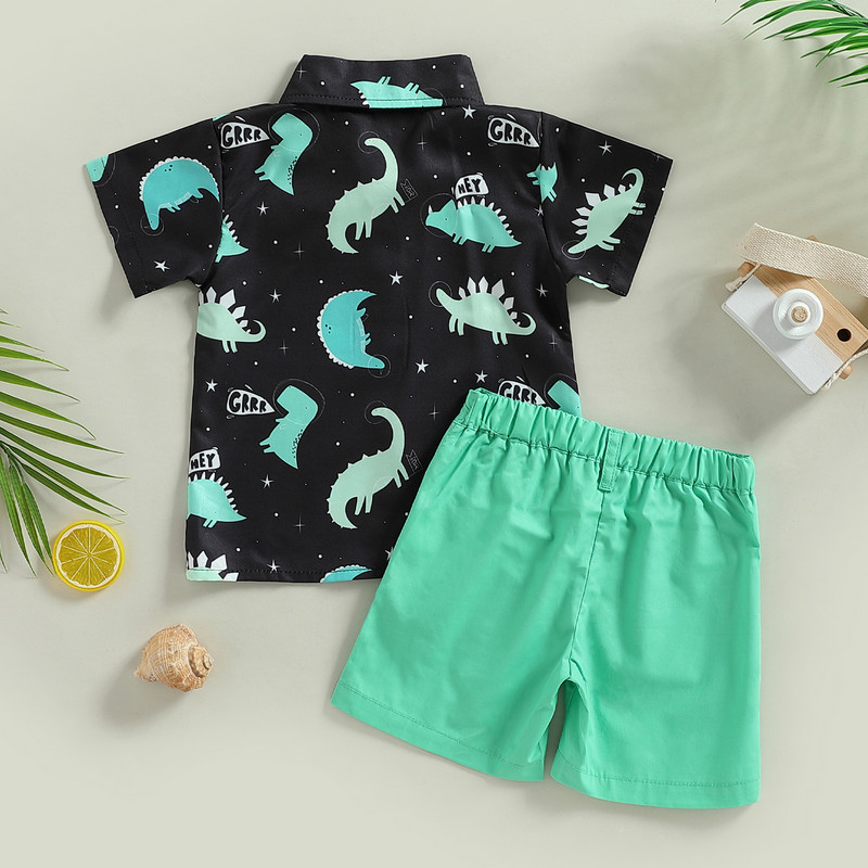 ma&baby 1-5Y Mala dojenčad Djeca Dječaci Kompleti odjeće Crtani dinosauri Car Print Košulje Kratke hlače Ljetna odjeća za dječake Odjeća