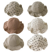 Ljetni dječji šeširi Ribarski šeširi Karirani točkasti dječji dječaci Djevojčice Šešir za sunčanje Vanjski UV šešir s kantom Dječja panama kapa za sunčanje 0-2 godine