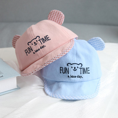 Șapcă pentru bebeluș cu urs de desene animate, cu urechi, broderie moale din bumbac, fetiță, băiat, șapcă de baseball pentru copii, primăvară, vară, pălărie de soare reglabilă pentru sugari