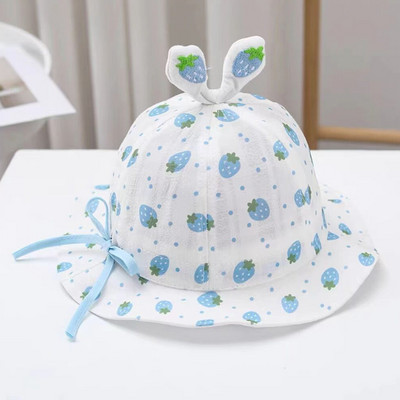 Csecsemősapka nyári napsapka lány légáteresztő, nagy karimájú kalap Halászsapka fényvédő napvédő sapka Rajzfilm eper