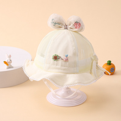 Nova ljetna ribička kapa za djevojčice Šešir za umivaonik s mašnom u obliku jagode Prozračna mrežasta kapa za sunčanje Pamučna kapa za novorođenčad