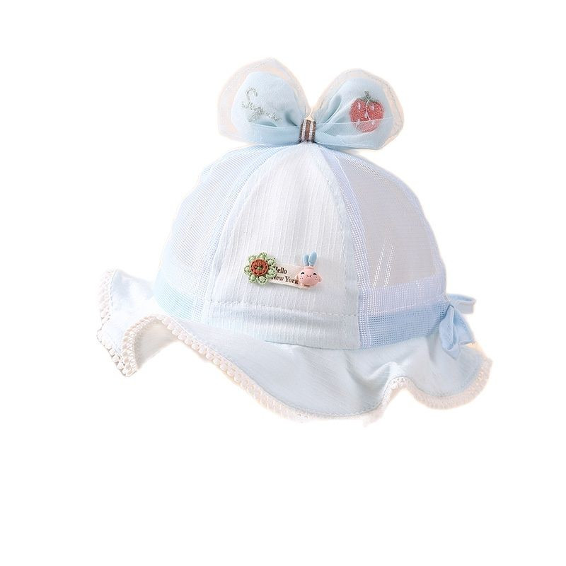 Nova ljetna ribička kapa za djevojčice Šešir za umivaonik s mašnom u obliku jagode Prozračna mrežasta kapa za sunčanje Pamučna kapa za novorođenčad