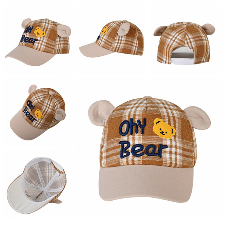 Dječji šešir sa slatkim medvjedom, dječacima, djevojčicama, s izvezenim slovima, ribarska panama kapa, ljetna dječja kapa za sunčanje na otvorenom Gorras