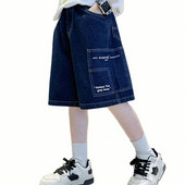 Traperice za dječake Slovni uzorak Dječje traperice za dječake Najnovije dječje traperice Kratka ležerna odjeća za dječake 6 8 10 12 14