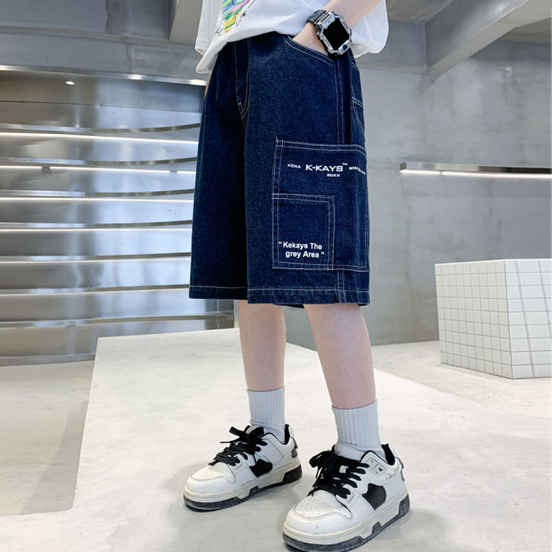 Traperice za dječake Slovni uzorak Dječje traperice za dječake Najnovije dječje traperice Kratka ležerna odjeća za dječake 6 8 10 12 14