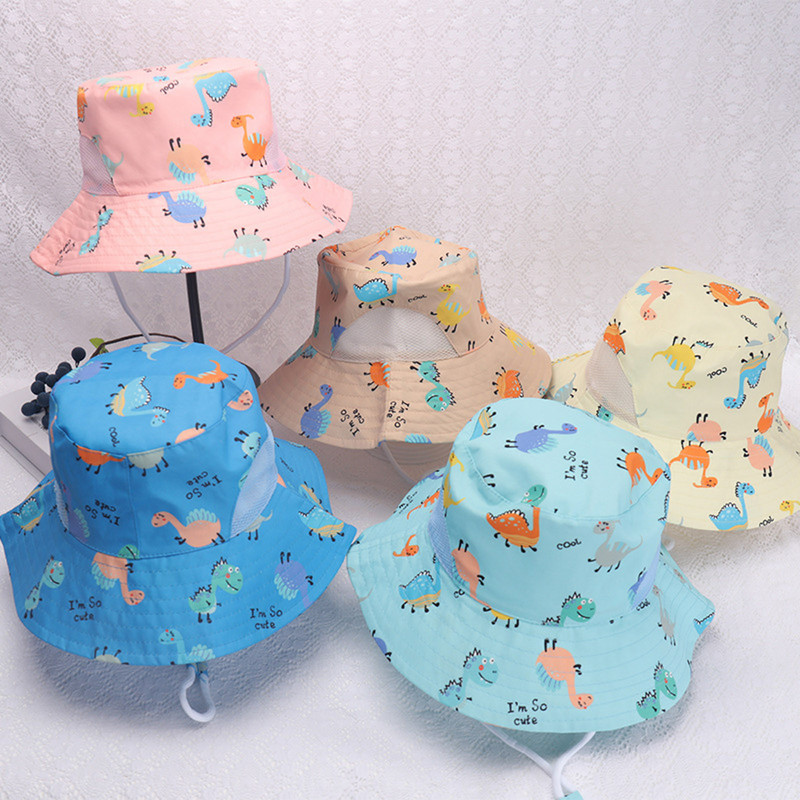 Bērnu cepure meitenes zēni pavasara rudens āra ēna multfilma Dinozaurs sauļošanās cepure Zvejnieka cepure