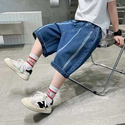 Farmer fiú egyszínű fiú gyerek farmer Legújabb farmer rövid farmernadrág fiúknak alkalmi stílusú gyerekruhák 6 8 10 12 14