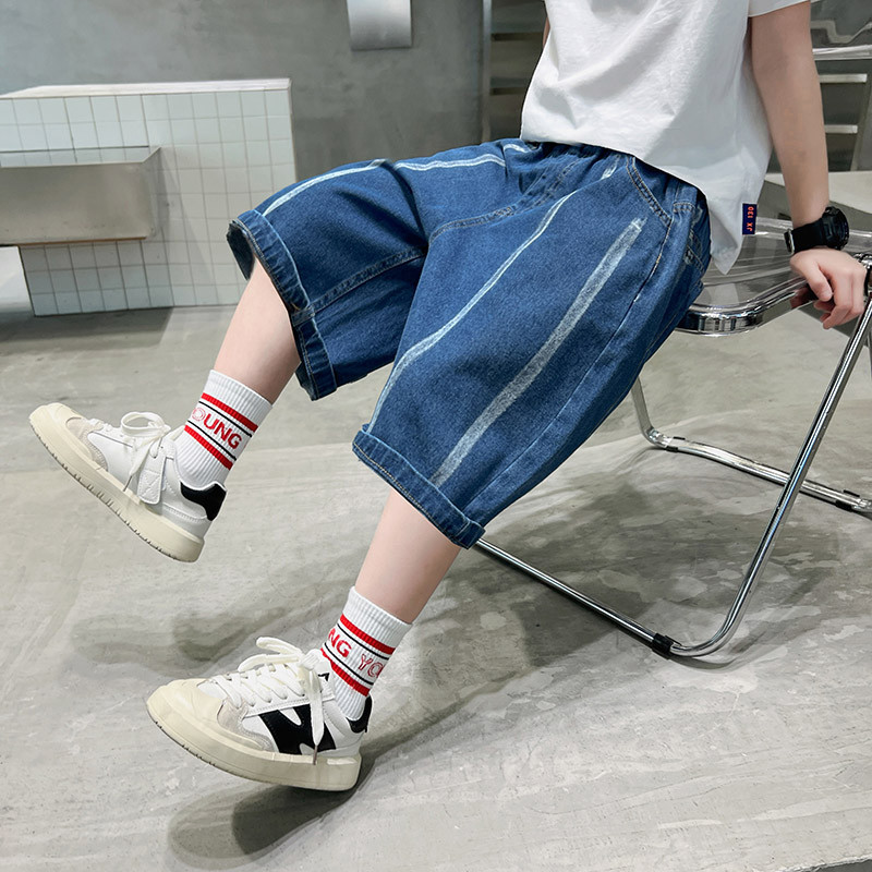 Farmer fiú egyszínű fiú gyerek farmer Legújabb farmer rövid farmernadrág fiúknak alkalmi stílusú gyerekruhák 6 8 10 12 14