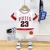 Kūdikių berniukų drabužių rinkinys Sportinė apranga Krepšinio rinkinys Nr.23 Vasaros vaikiškas sportinis kostiumas kūdikiams, berniukams, drabužiai 12 3 4 metai
