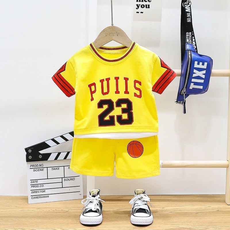 Kūdikių berniukų drabužių rinkinys Sportinė apranga Krepšinio rinkinys Nr.23 Vasaros vaikiškas sportinis kostiumas kūdikiams, berniukams, drabužiai 12 3 4 metai