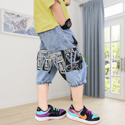 Traperice za dječake za ljeto 2023. Nove dječje kaubojske hlače 7/10, dječja odjeća, modna ležerna široka traperica s džepovima s printom slova